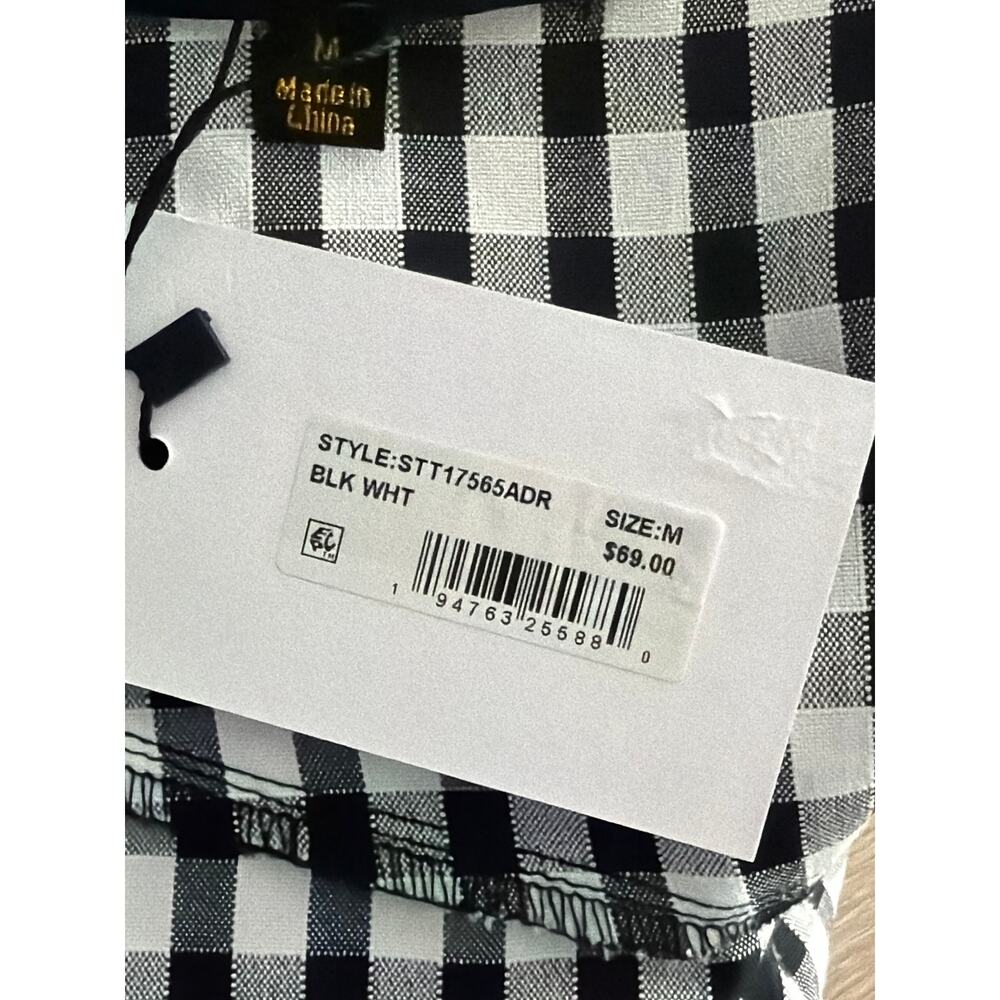 Sugarlips Gingham Top Exaggerated Collar with Bow Women's Medium NEW - Picture 9 of 11